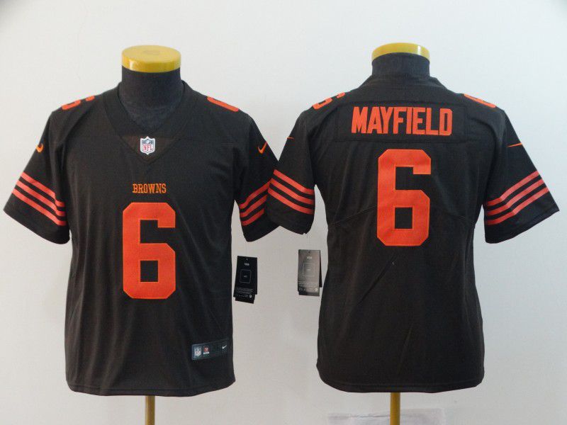 Youth Cleveland Browns 6 Mayfield Brown Nike Vapor Untouchable Limited Playe NFL Jerseys